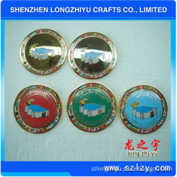 Metal Custom Cheap Epoxy Zinc Alloy Coins Medal, Printing Cartoon Medallion Round Coin with Resin (LZY076)